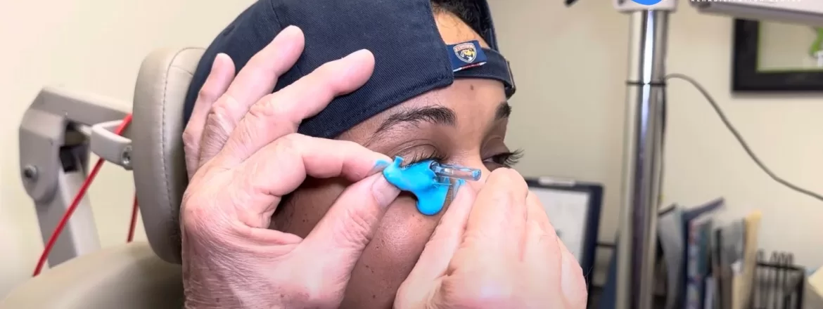 Dr. Boshnick fitting a patient with keratoconus with custom scleral lenses
